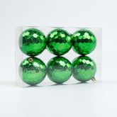 80MM SEQUIN BALL ORNAMENT 6PCS IN PVC BOX