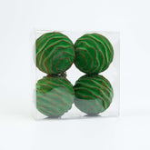 100MM FLOCKING ORNAMENT 4PCS IN PVC BOX