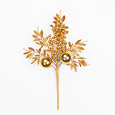 13" MATELLIC GLITTER BERRY BALL LEAF PICK