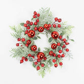 12" FROST BERRY BALL CEDAR CANDLE RING 5" INNER