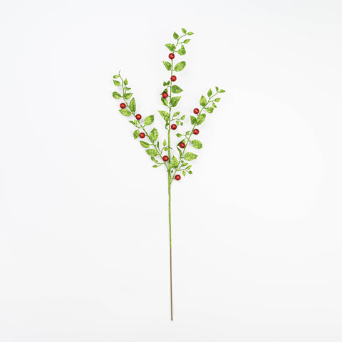 30" GLITTER LEAF BERRY SPRAY