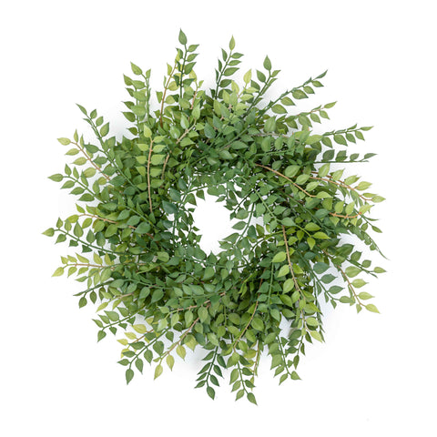 16" PL. ITALIAN RUSCUS CANDLE RING WITH 6.5" INNER