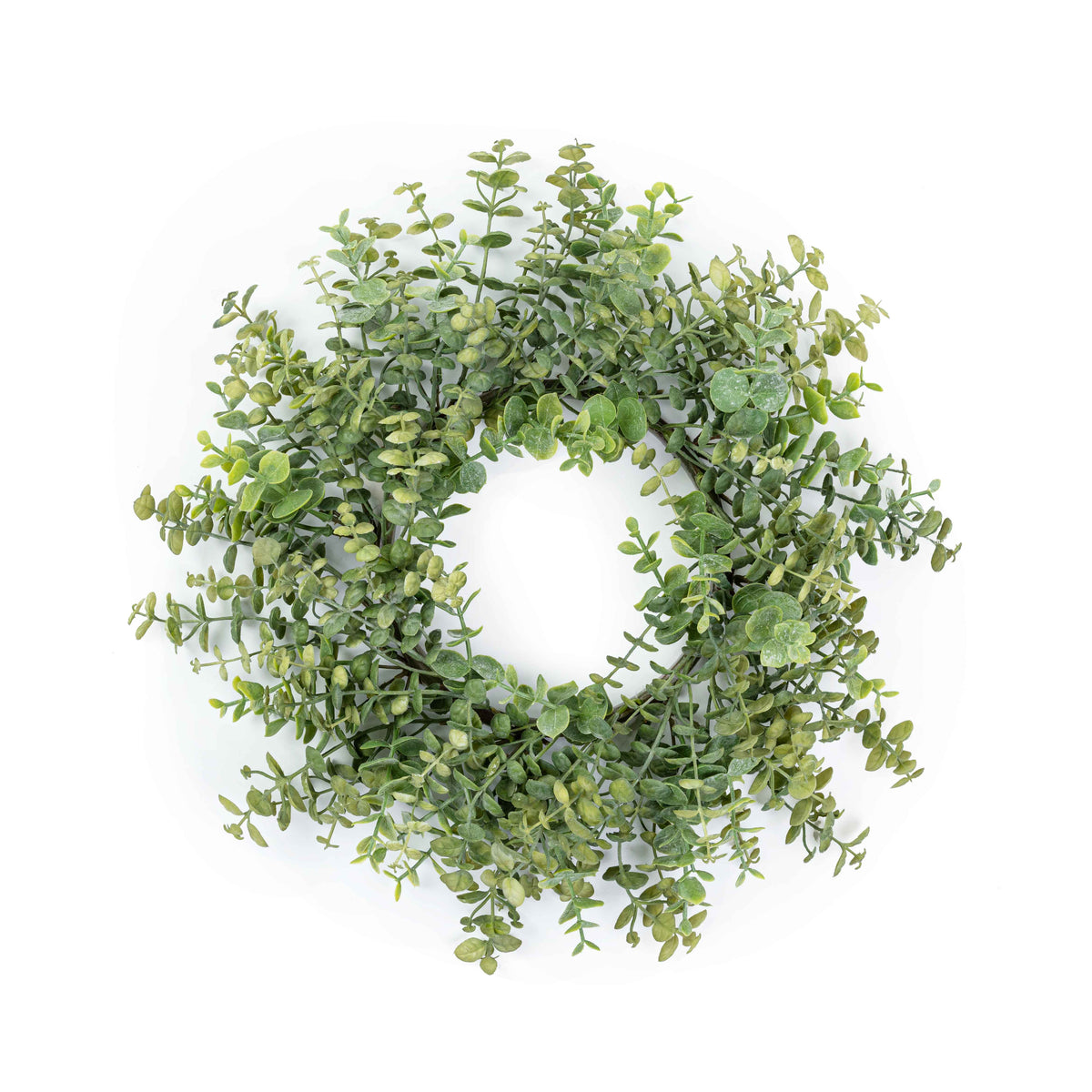 14" EUCALYPTUS LEAF CANDLE RING WITH 6.5" INNER