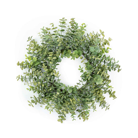 14" EUCALYPTUS LEAF CANDLE RING WITH 6.5" INNER