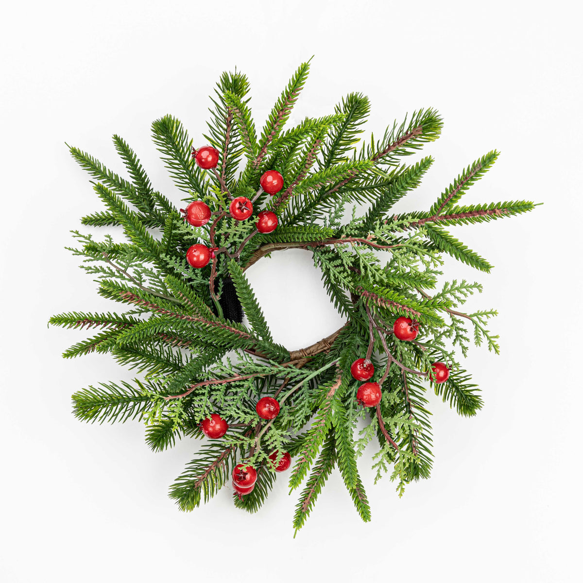 10" BERRY PINE CEDAR CANDLE RING WITH 2.5" INNER