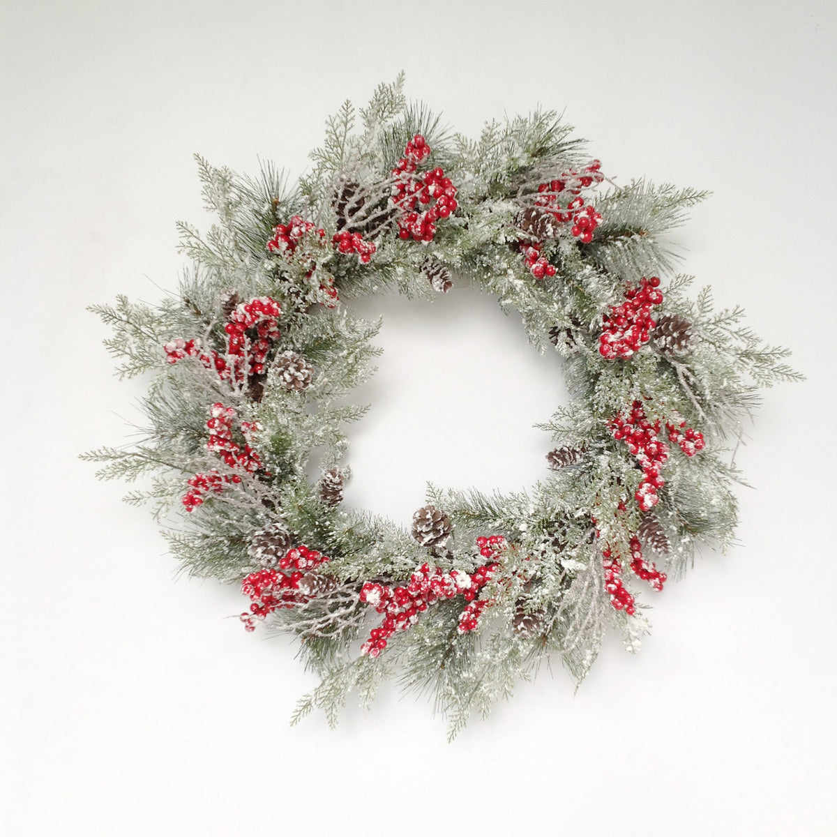 30" MIX PINE SNOW BERRY WREATH