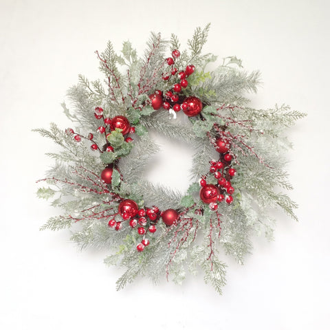 24" BALL BERRY HOLLY TWIG WREATH