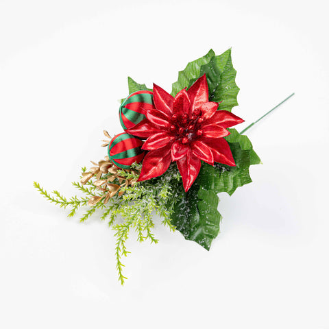 9" POINSETTIA BALL LEAF PICK