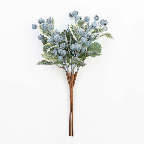 14" FROST BERRY HOLLY LEAF BUNDLE