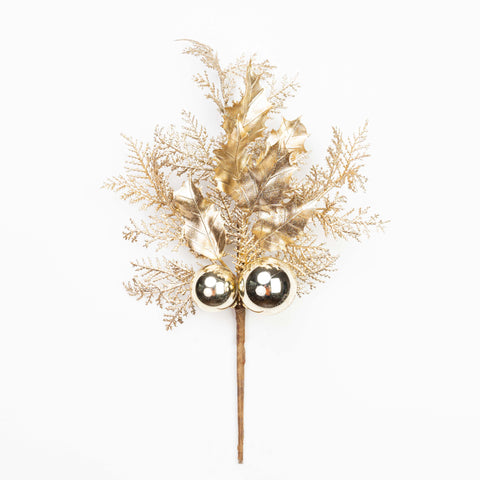 14" METALLIC CEDAR HOLLY BALL PICK