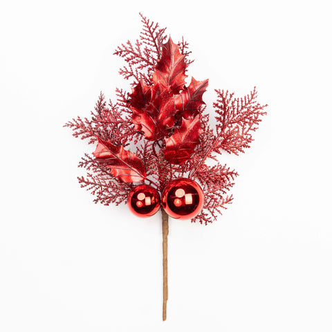 14" METALLIC CEDAR HOLLY BALL PICK