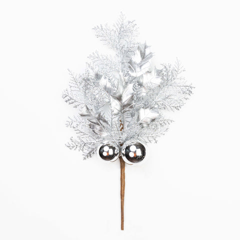 14" METALLIC CEDAR HOLLY BALL PICK