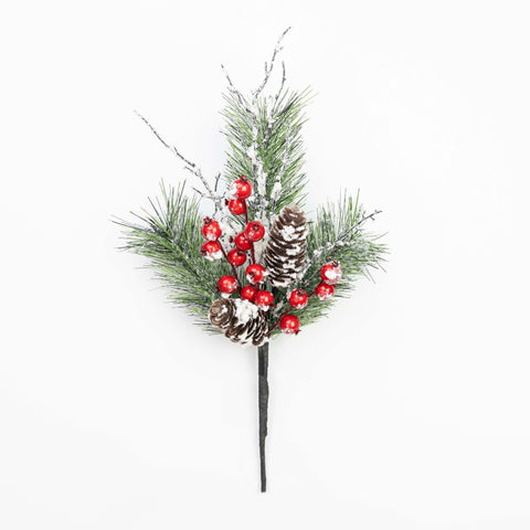 18" SNOW BERRY PINE PINECONE  PICK