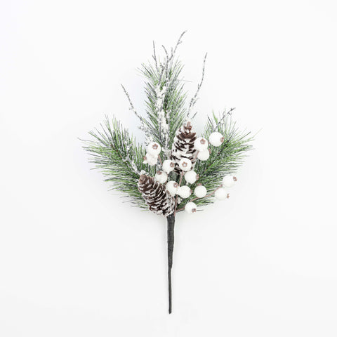 18" SNOW BERRY PINE PINECONE  PICK