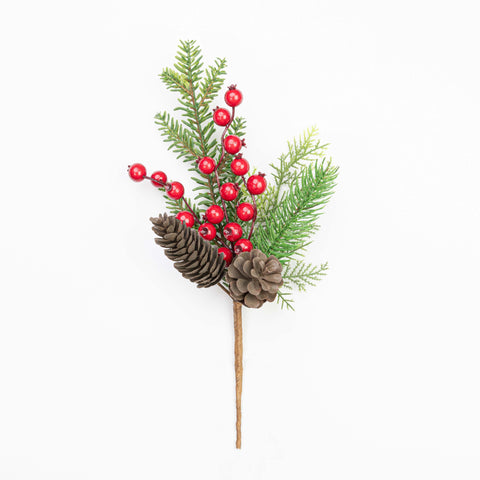 14.5" BERRY PINE CEDAR PINECONE PICK