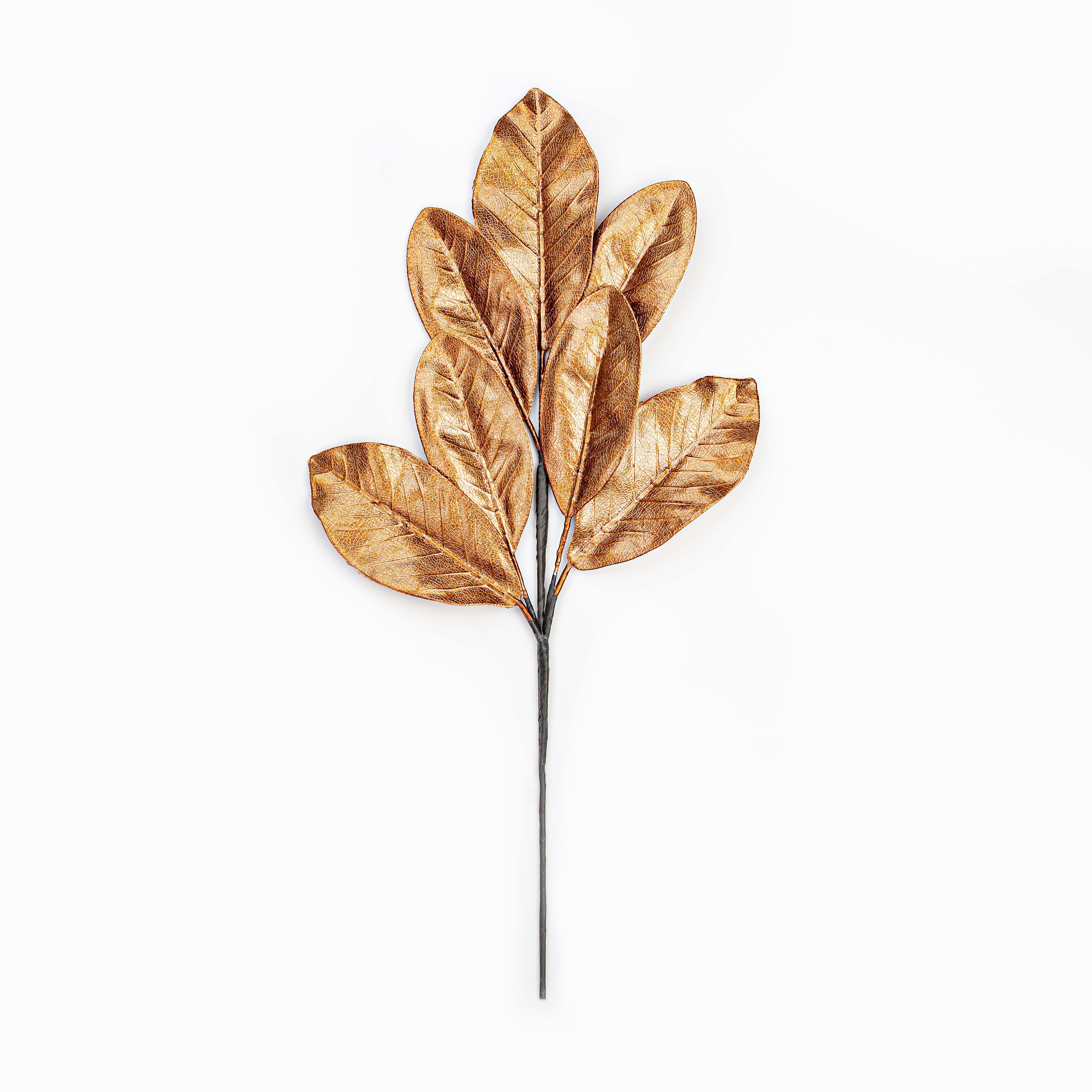 25" METALLIC MAGNOLIA LEAF SPRAY X 7