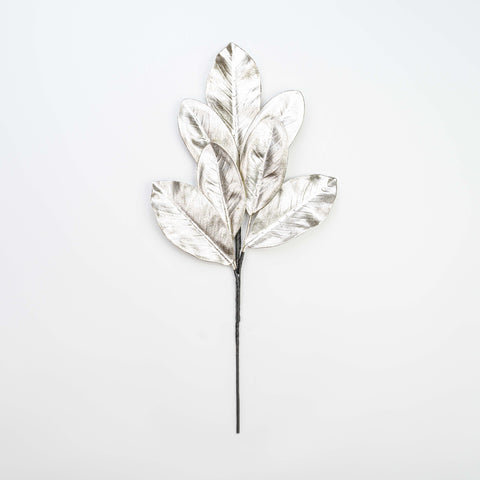 25" METALLIC MAGNOLIA LEAF SPRAY X 7