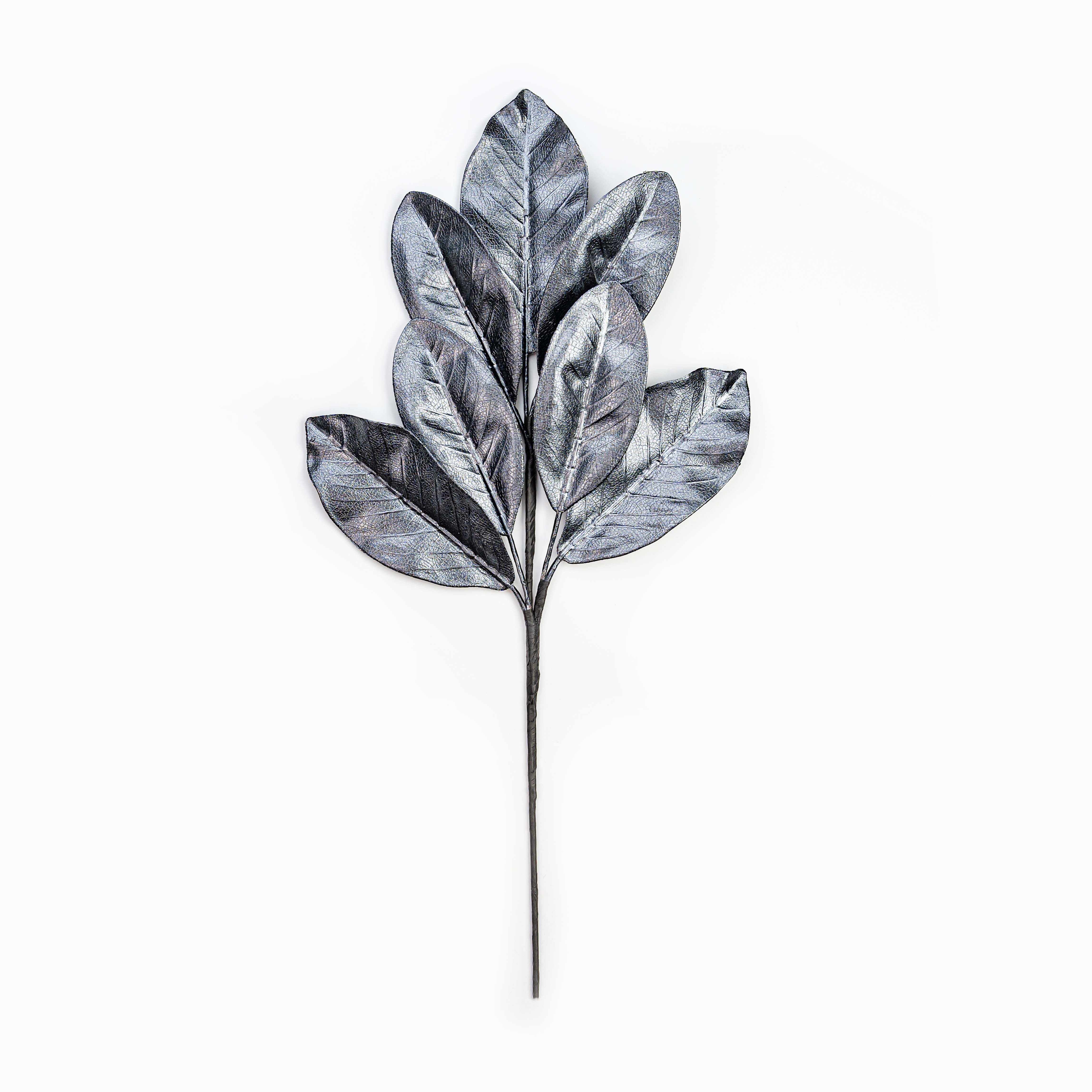 25" METALLIC MAGNOLIA LEAF SPRAY X 7