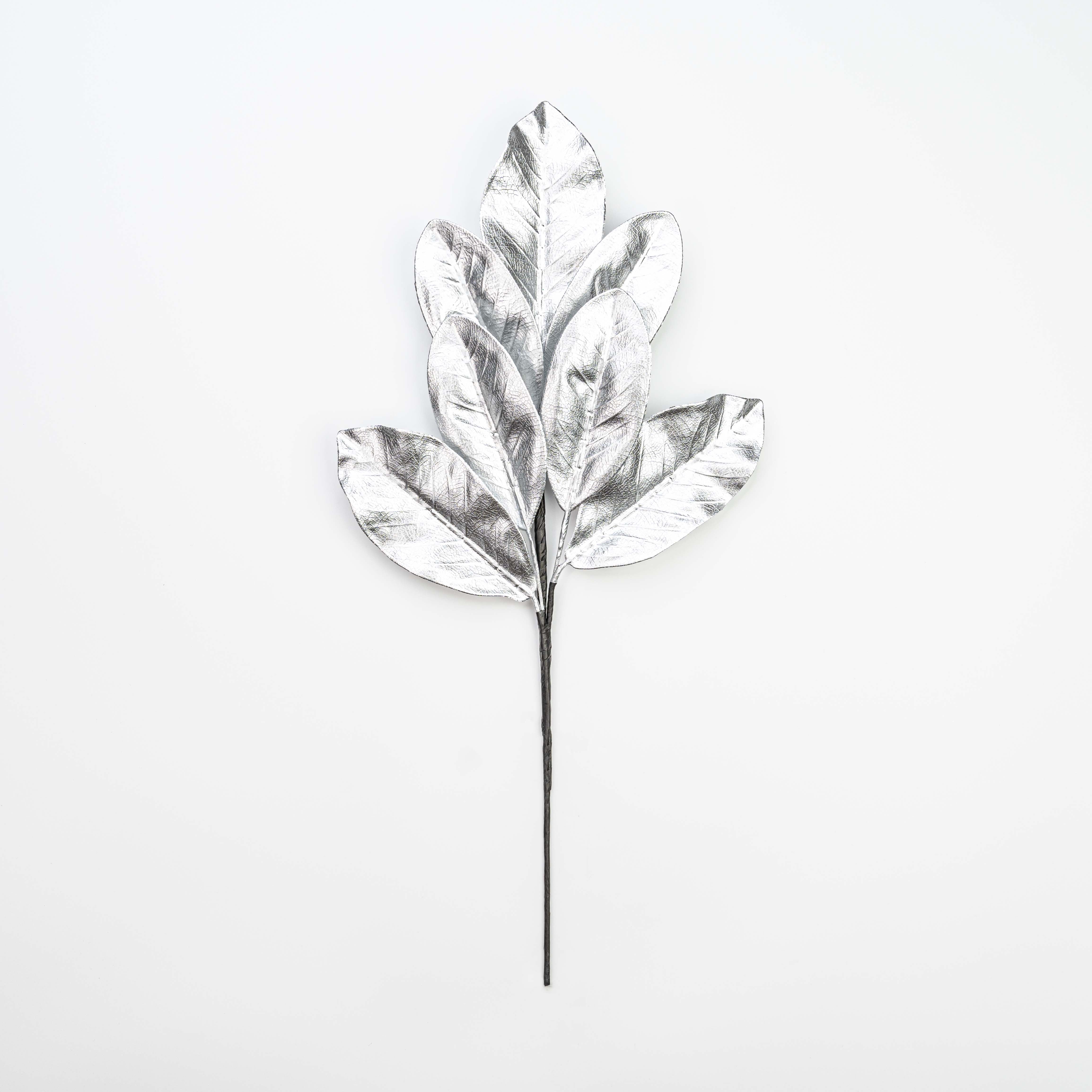 25" METALLIC MAGNOLIA LEAF SPRAY X 7