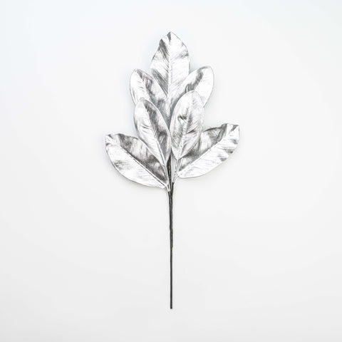 25" METALLIC MAGNOLIA LEAF SPRAY X 7