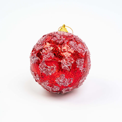 4" FROST CRINKLE FOIL BALL ORNAMENT