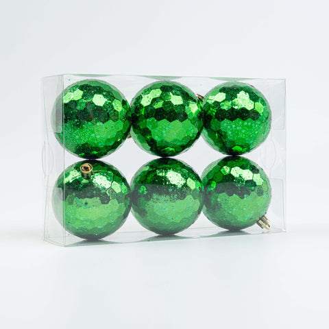 80MM SEQUIN BALL ORNAMENT 6PCS IN PVC BOX