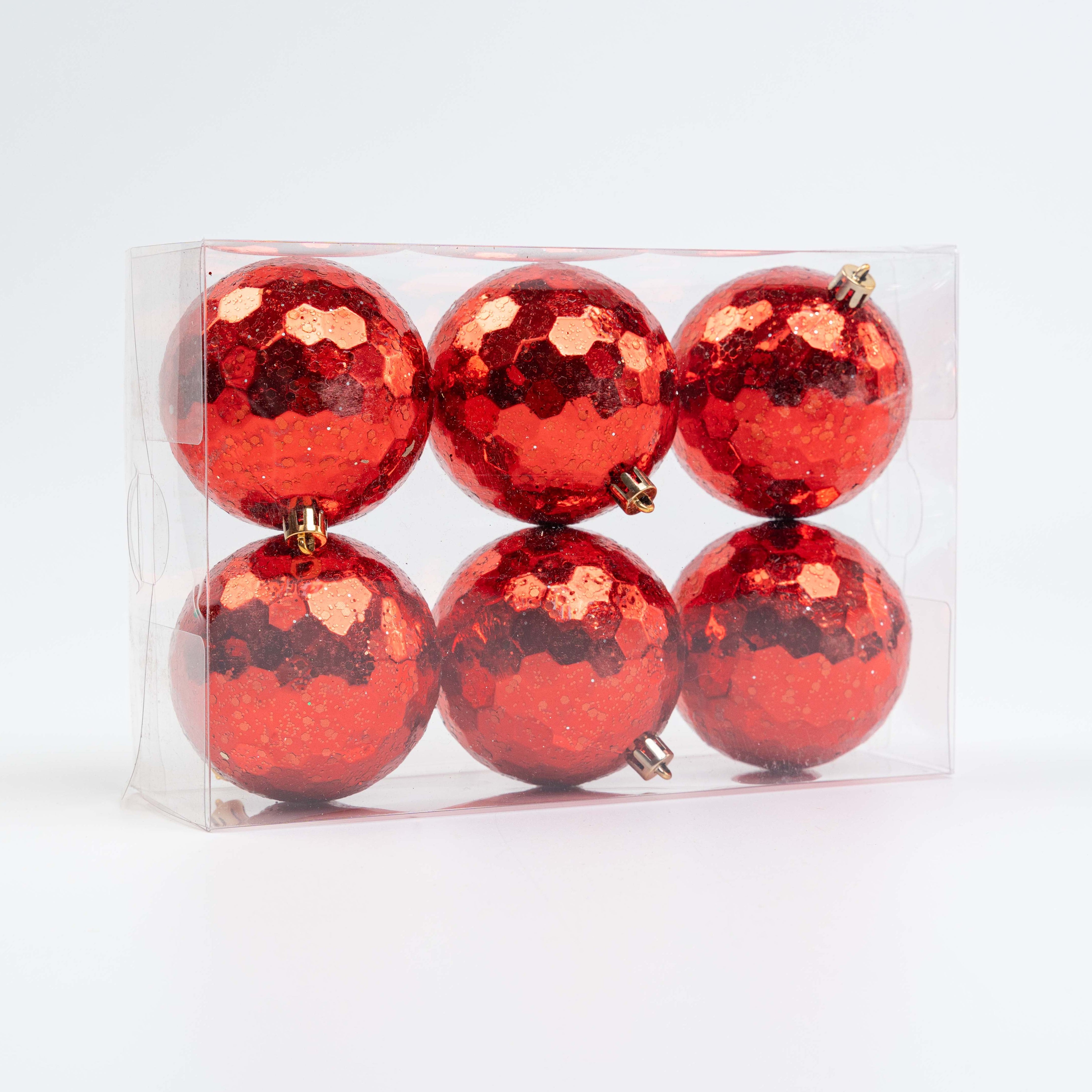 80MM SEQUIN BALL ORNAMENT 6PCS IN PVC BOX