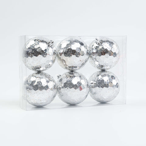80MM SEQUIN BALL ORNAMENT 6PCS IN PVC BOX