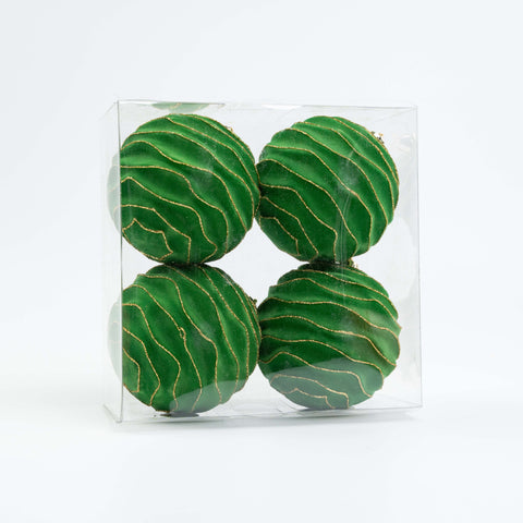 100MM FLOCKING ORNAMENT 4PCS IN PVC BOX