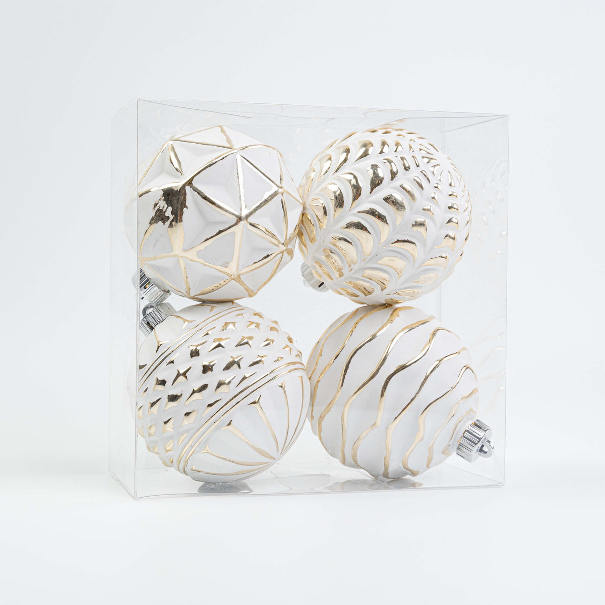 120MM WHITE WASHING ORNAMENT 4PCS IN PVC BOX
