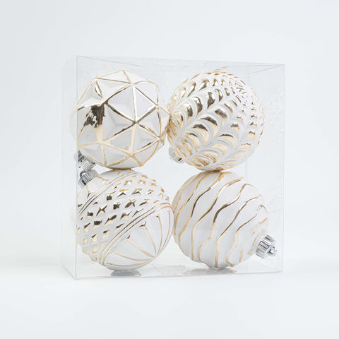 120MM WHITE WASHING ORNAMENT 4PCS IN PVC BOX