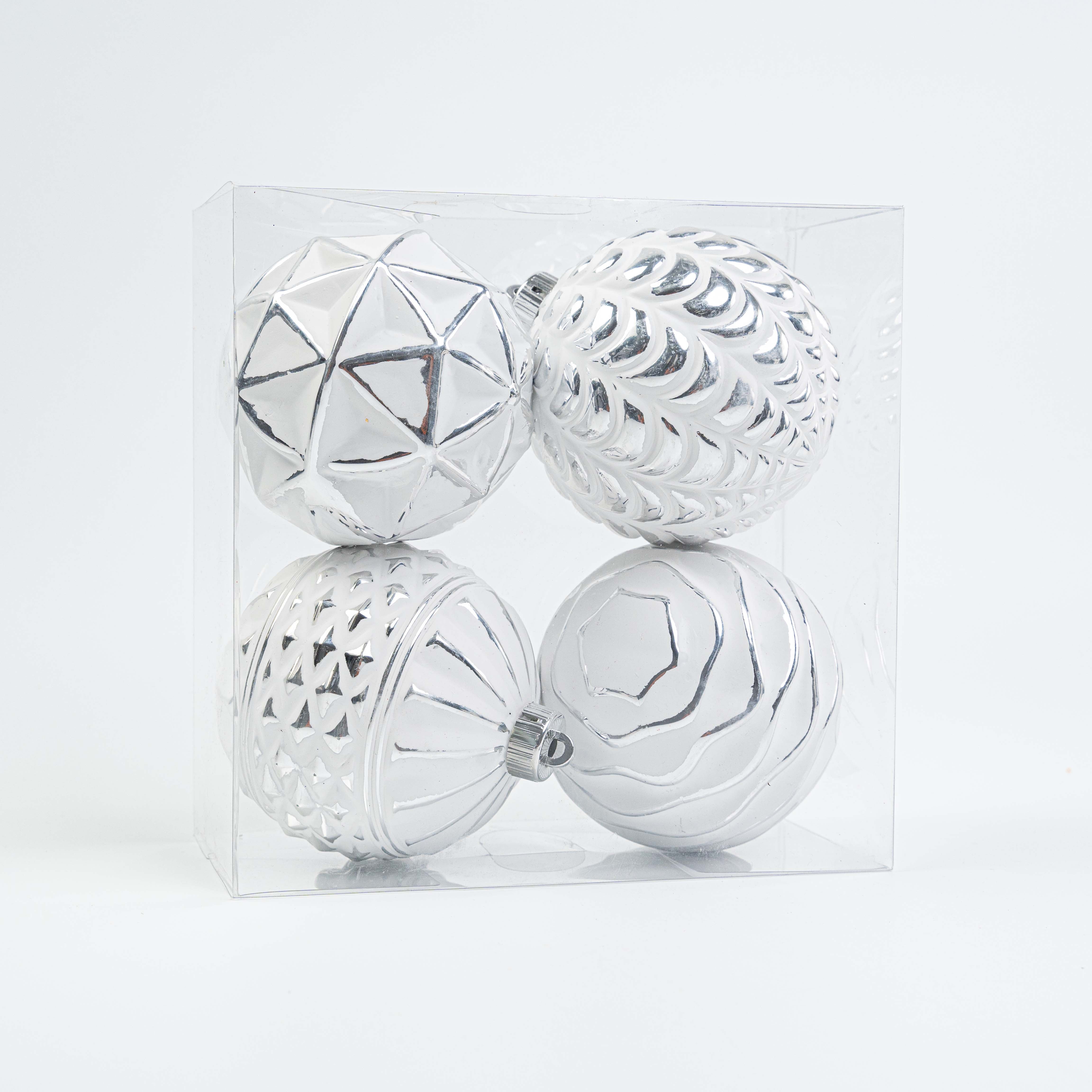 120MM WHITE WASHING ORNAMENT 4PCS IN PVC BOX