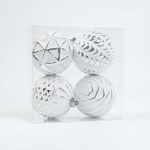 120MM WHITE WASHING ORNAMENT 4PCS IN PVC BOX