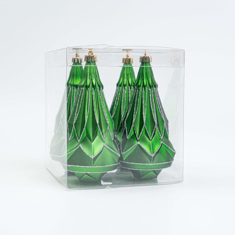 150MM CHRISTMAS TREES ORNAMENT 4PCS IN PVC BOX
