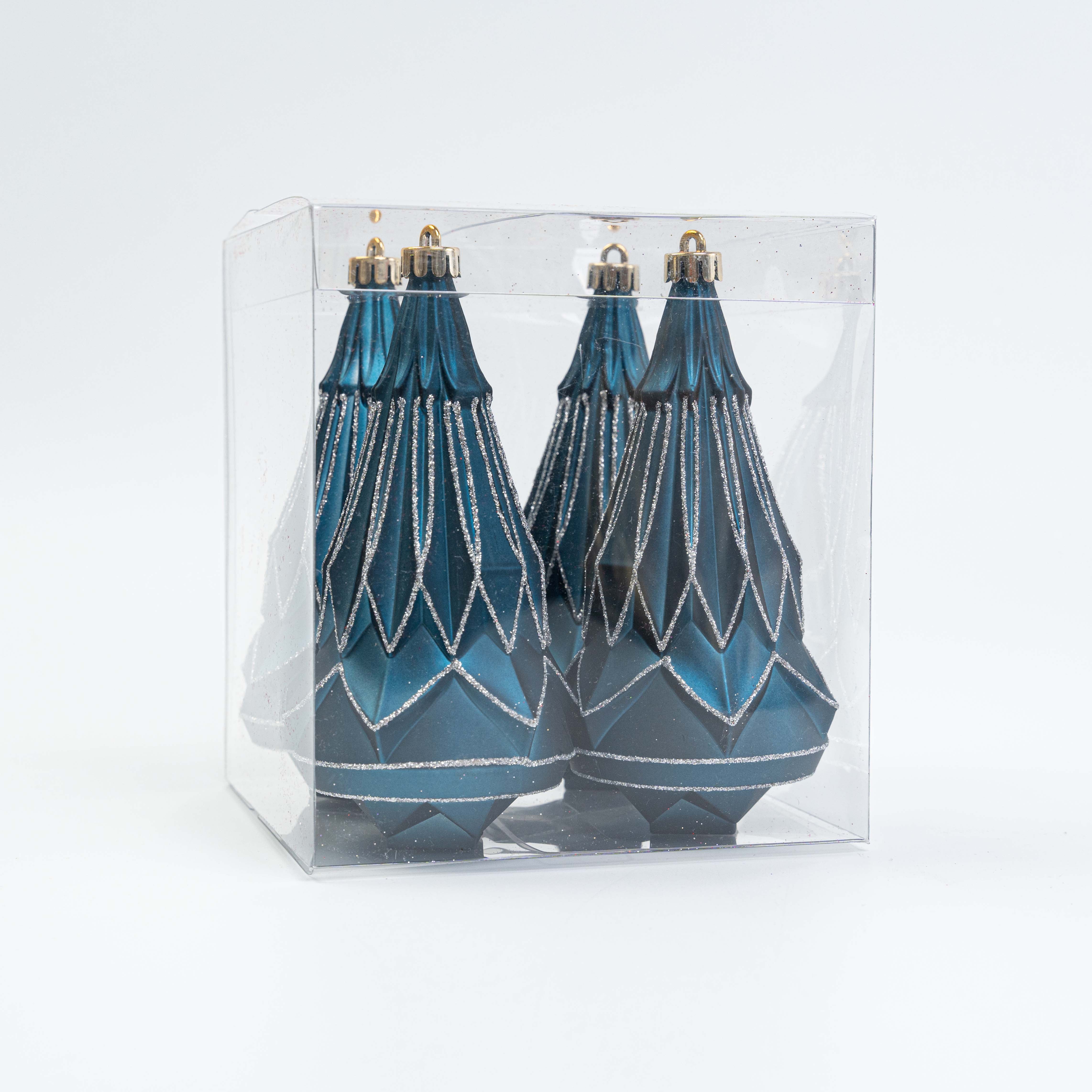 150MM CHRISTMAS TREES ORNAMENT 4PCS IN PVC BOX
