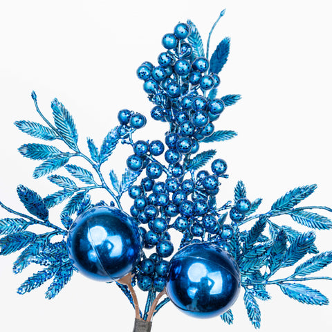 13" MATELLIC GLITTER BERRY BALL LEAF PICK