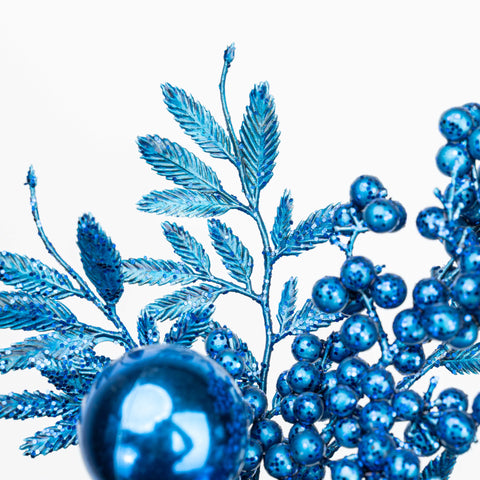 13" MATELLIC GLITTER BERRY BALL LEAF PICK