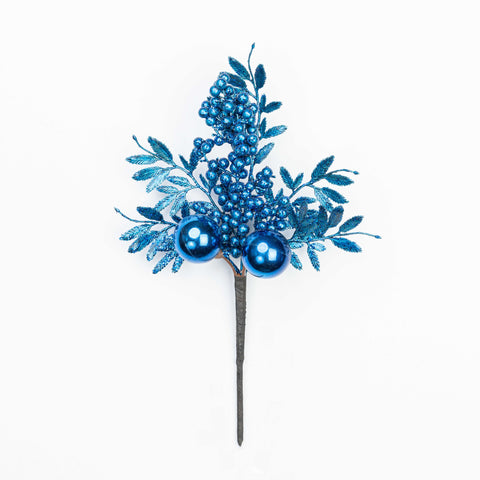 13" MATELLIC GLITTER BERRY BALL LEAF PICK