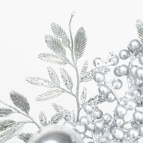 13" MATELLIC GLITTER BERRY BALL LEAF PICK