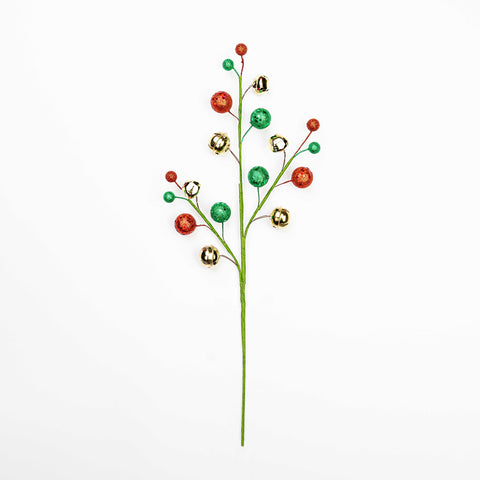19" MIXED JINGLE BELL BALL SPRAY