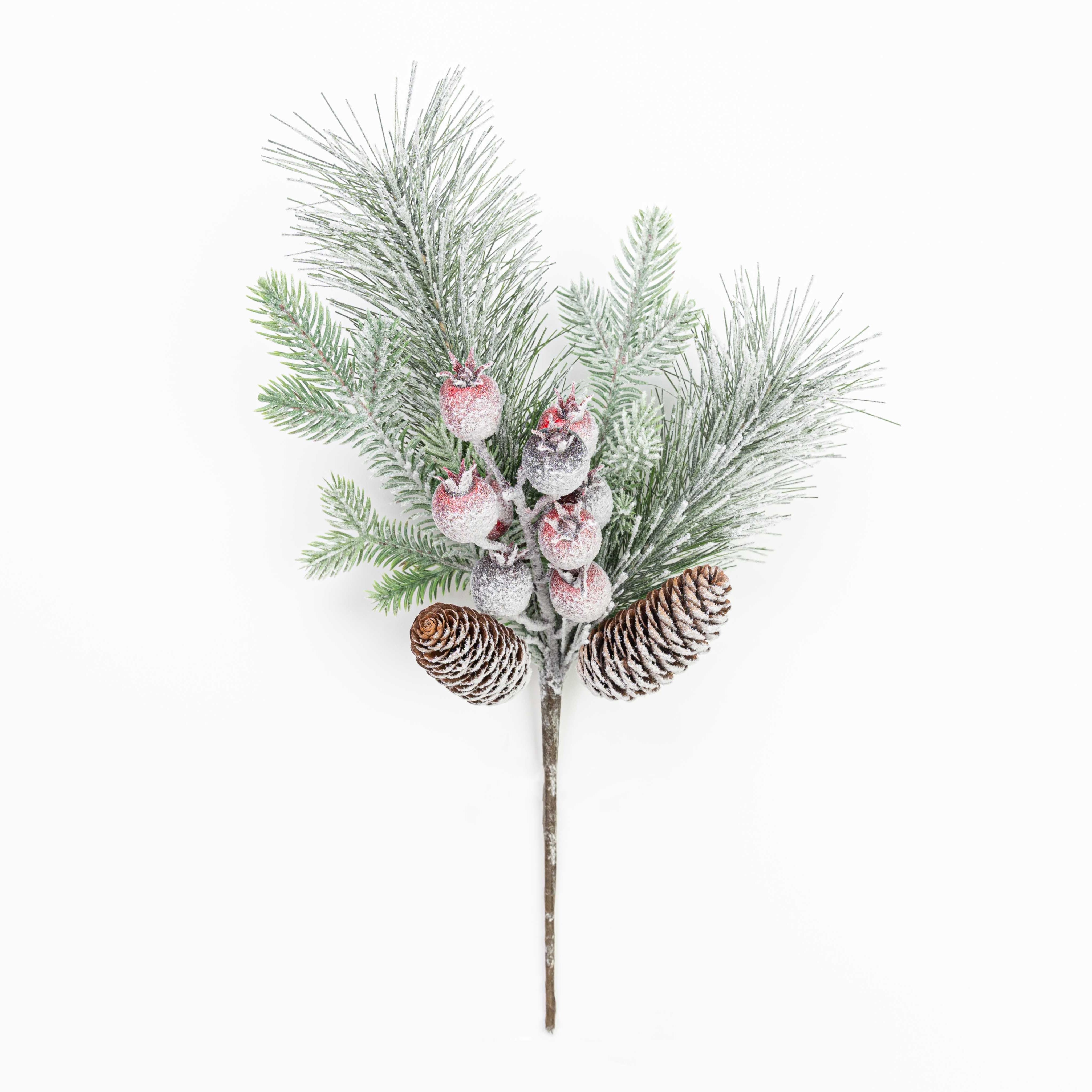 15" CRANBERRY PINE PINECONE PICK