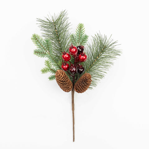 15" CRANBERRY PINE PINECONE PICK