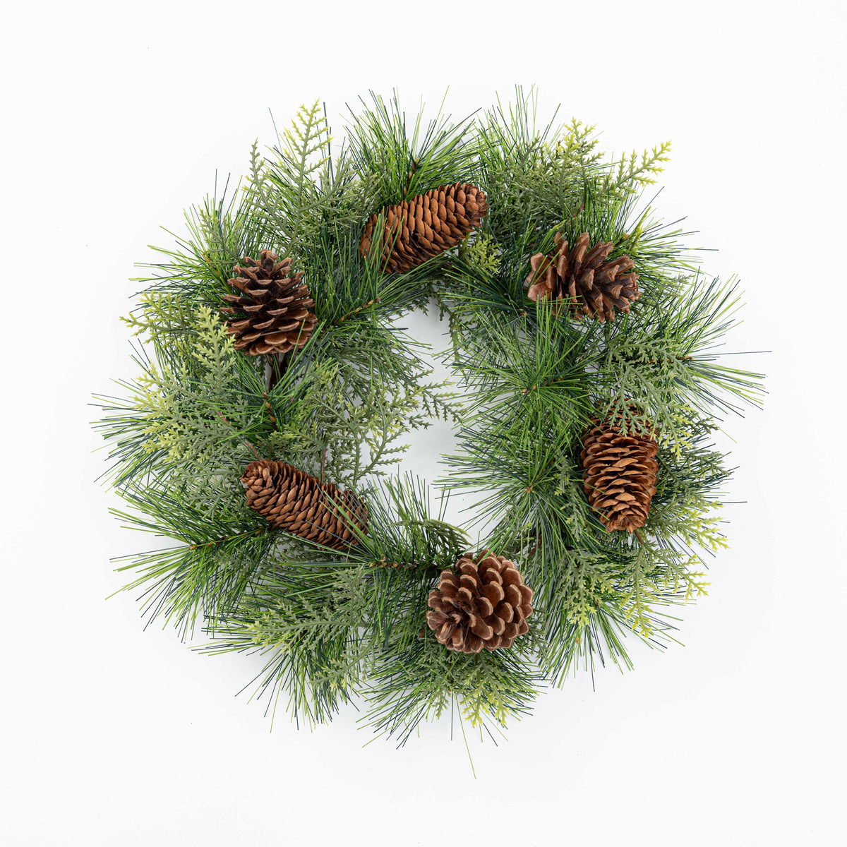 12" MIXED PINE CEDAR PINECONE CANDLE RING