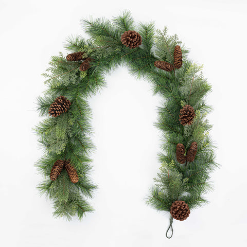 6' MIXED PINE CEDAR PINECONE GARLAND
