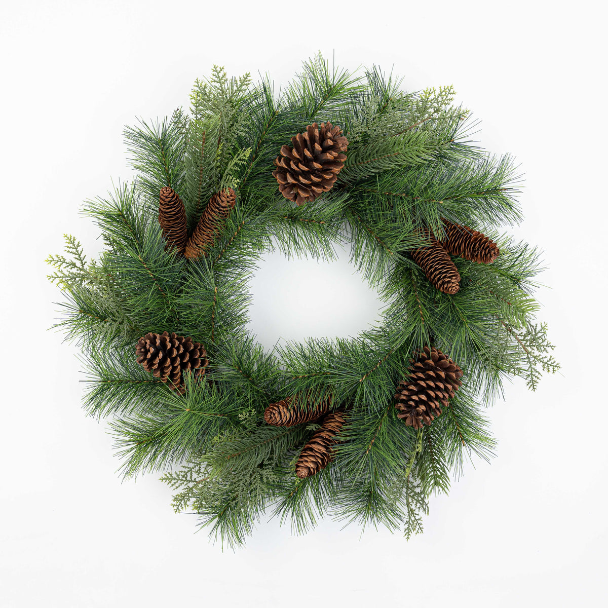 24" MIXED PINE CEDAR PINECONE WREATH
