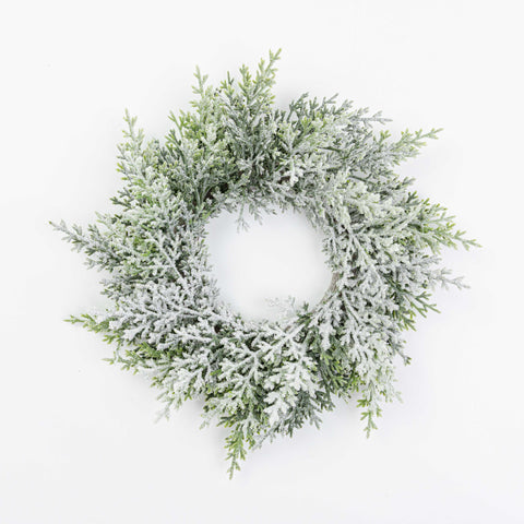 10" SNOW CEDAR CANDLE RING 4" INNER