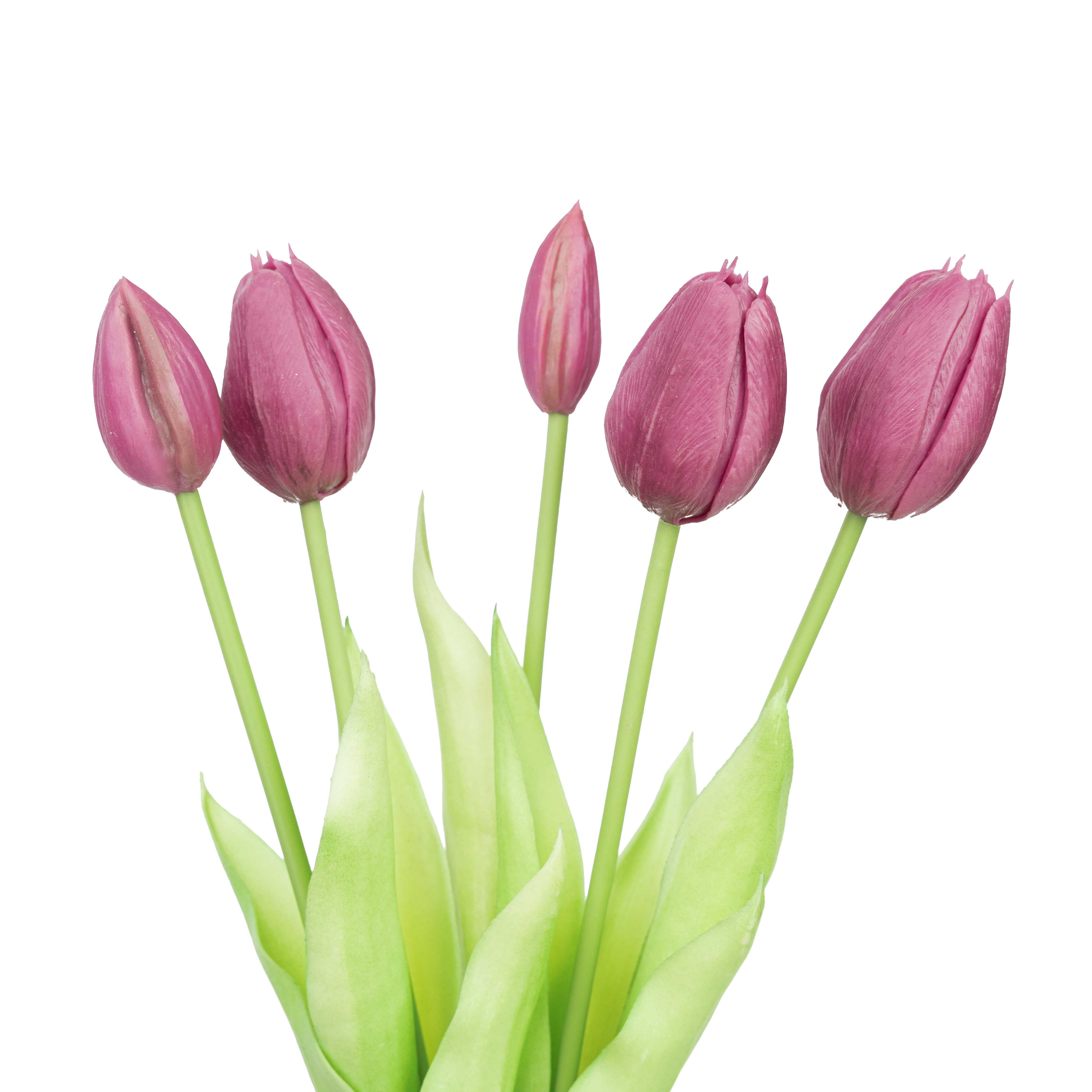 15.5" SOFT TOUCH  TULIP BUNDLE X 5