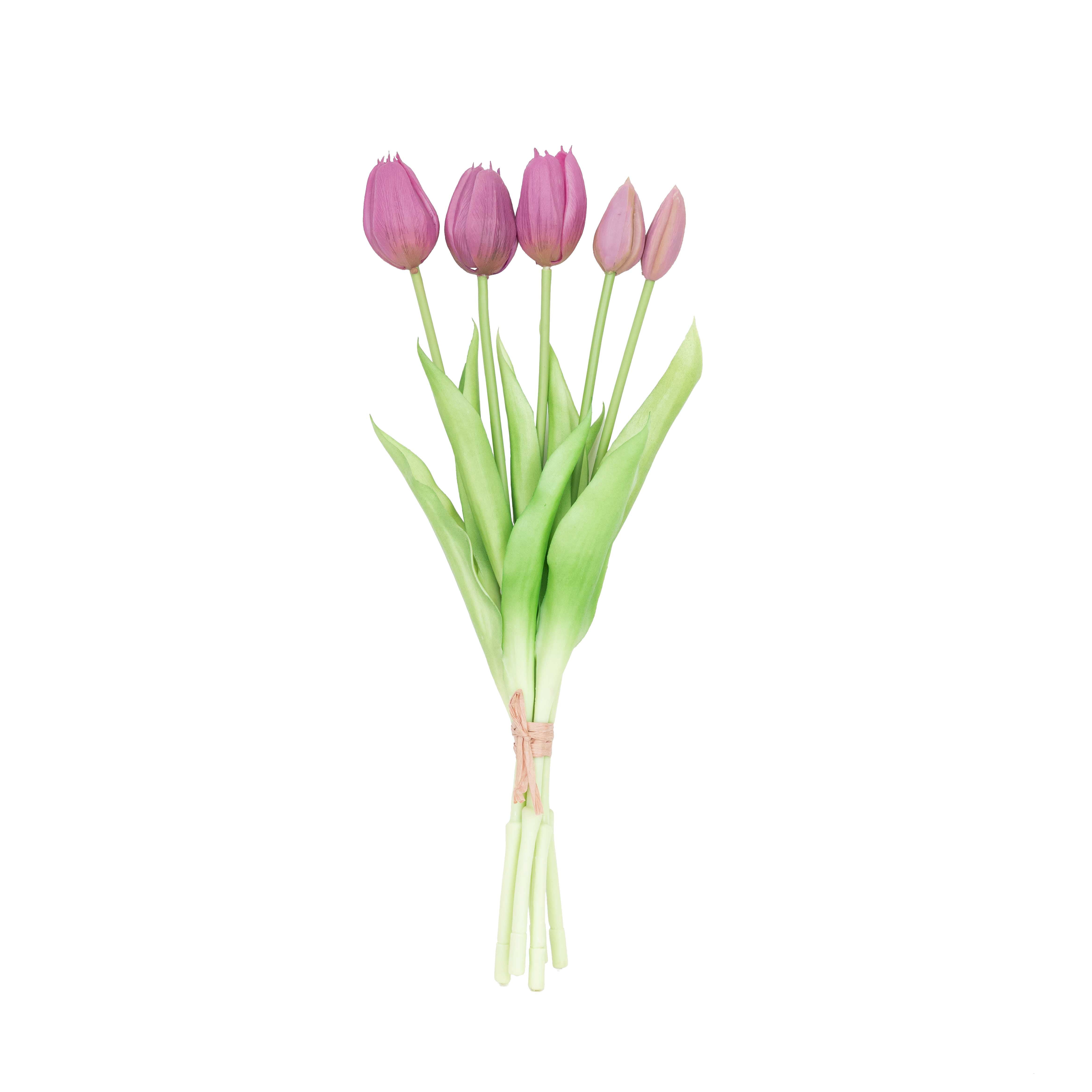 15.5" SOFT TOUCH  TULIP BUNDLE X 5