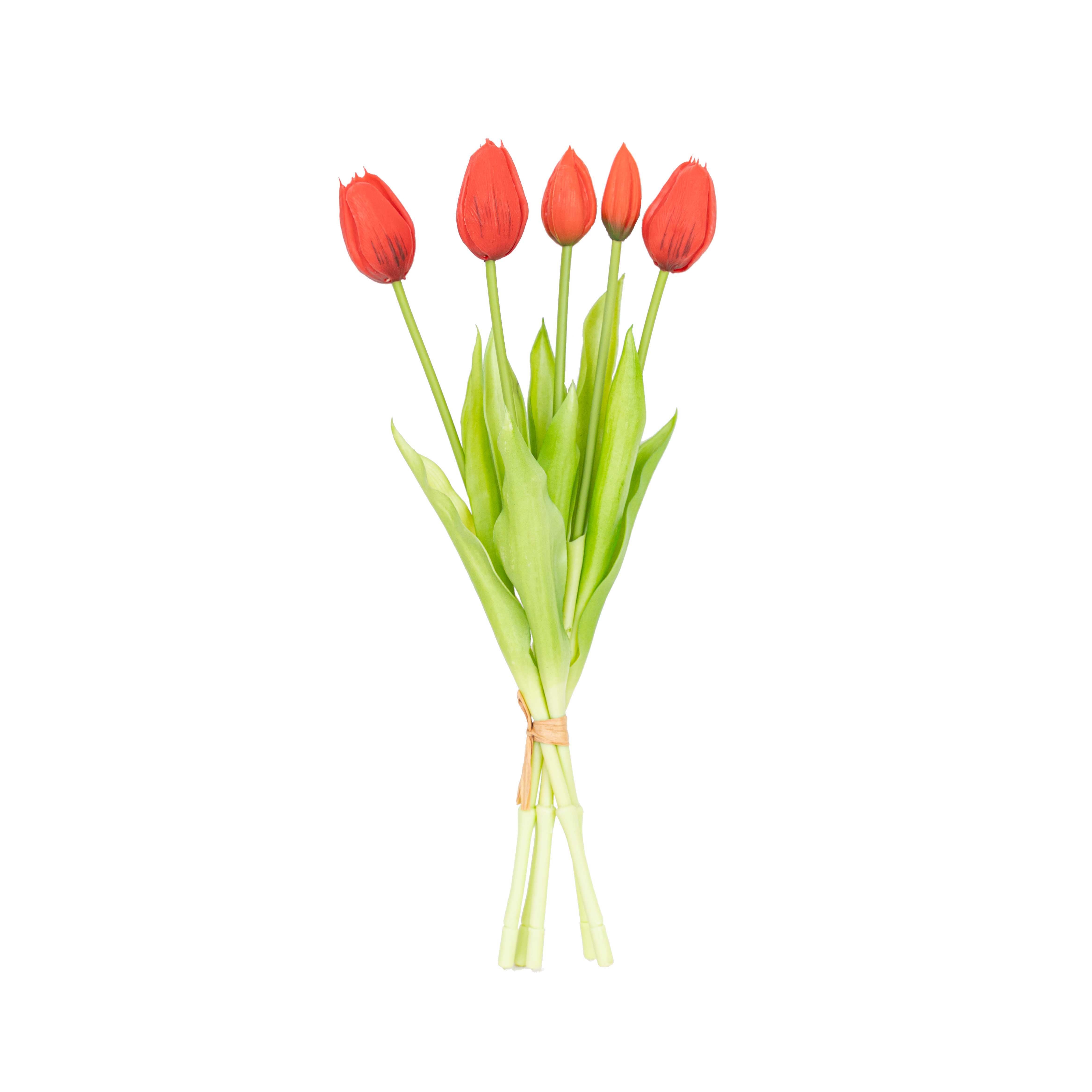 15.5" SOFT TOUCH  TULIP BUNDLE X 5