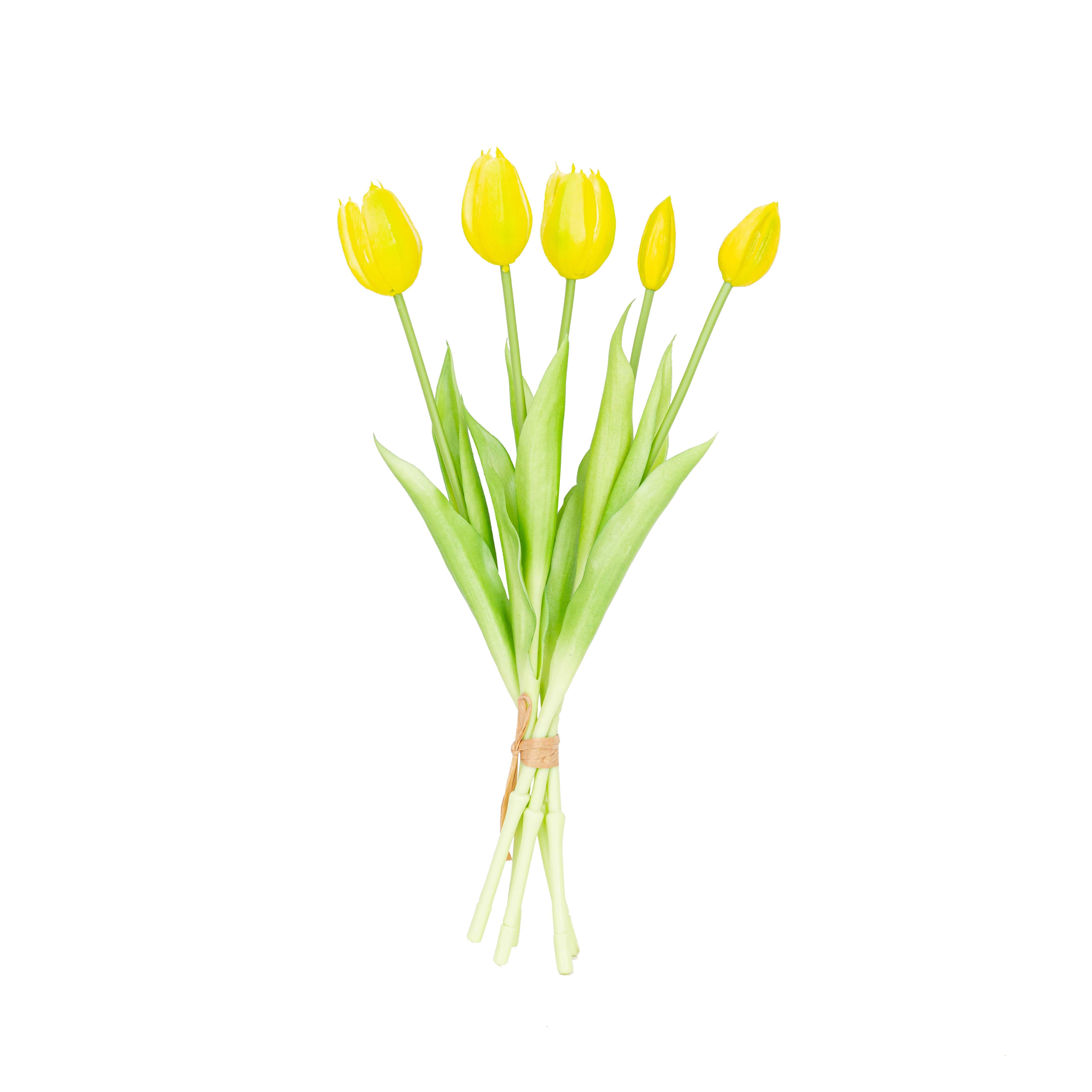 15.5" SOFT TOUCH  TULIP BUNDLE X 5